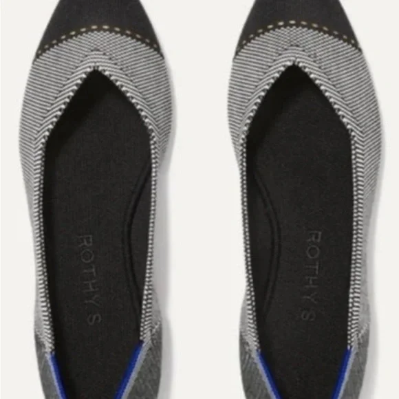 Rothy's Black and White Striped Flats - Picture 1 of 8